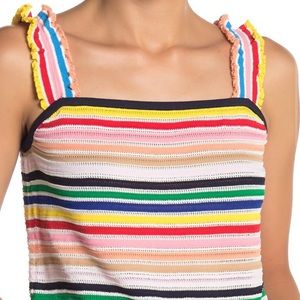 J. Crew Rainbow Stripe Ruffle Tank Sweater MEDIUM